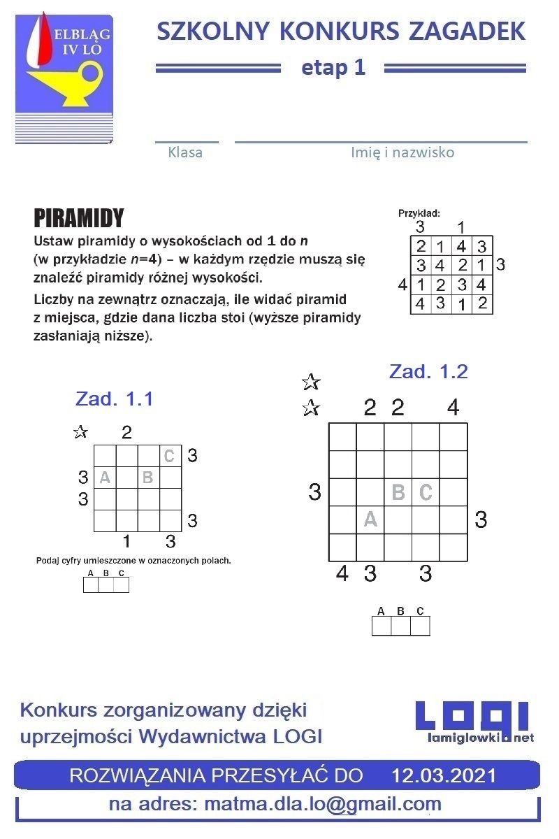 mt_ignore: Szkolny konkurs zagadek - etap 1