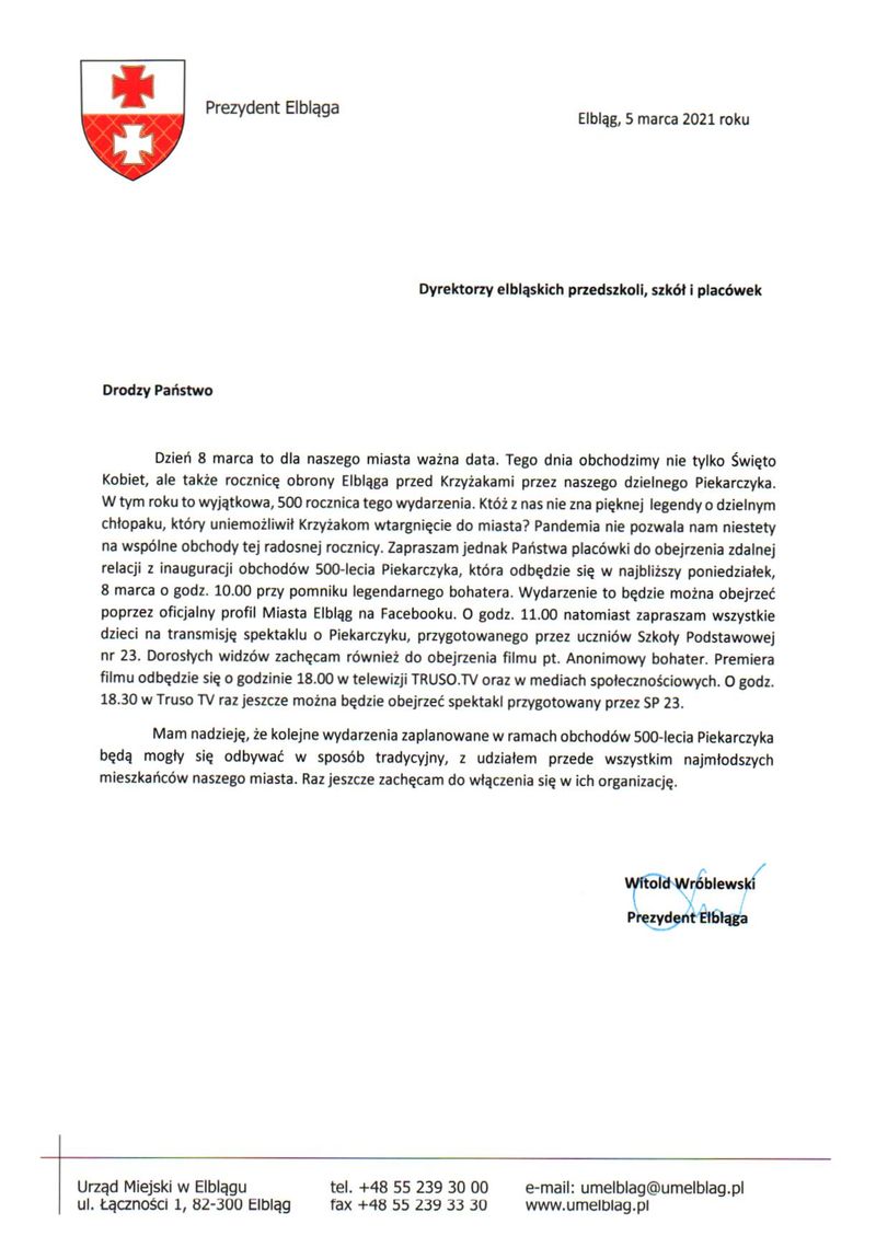 mt_ignore: List Prezydenta Elbląga