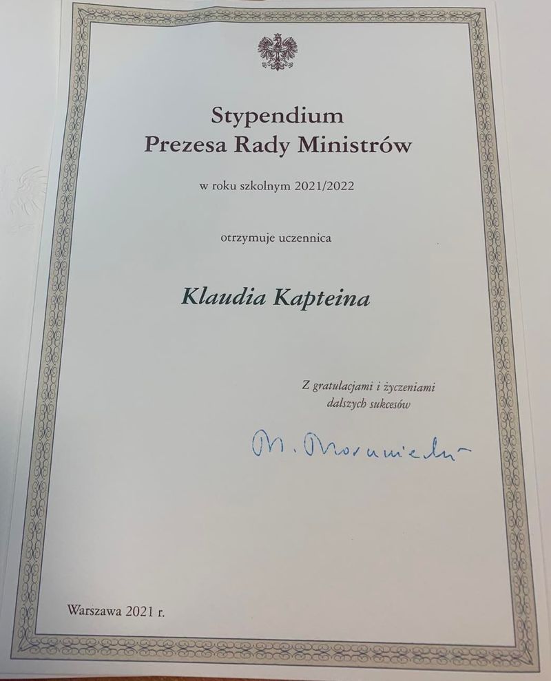 Stypendystka Prezesa Rady Ministrów