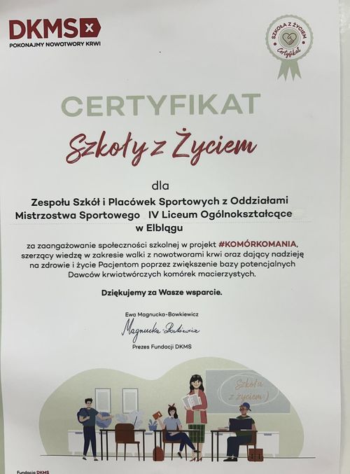 Certyfikat „Szkoła z Życiem"